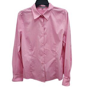 Foxcroft Woman's Barbie Pink Fitted Stretch Wrinkle Free Button Up Shirt Plus 16